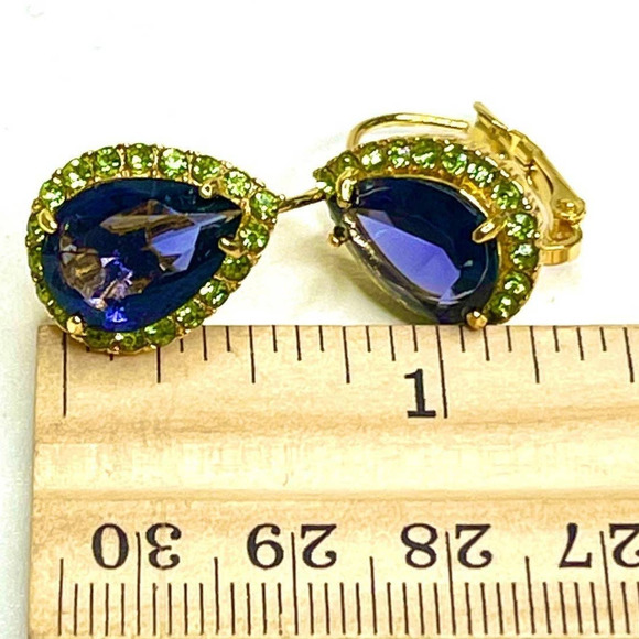 NEW Earrings Peridot Amethyst Rhinestones Post Stud Pierced Dangle Earrings M301 - Picture 3 of 3